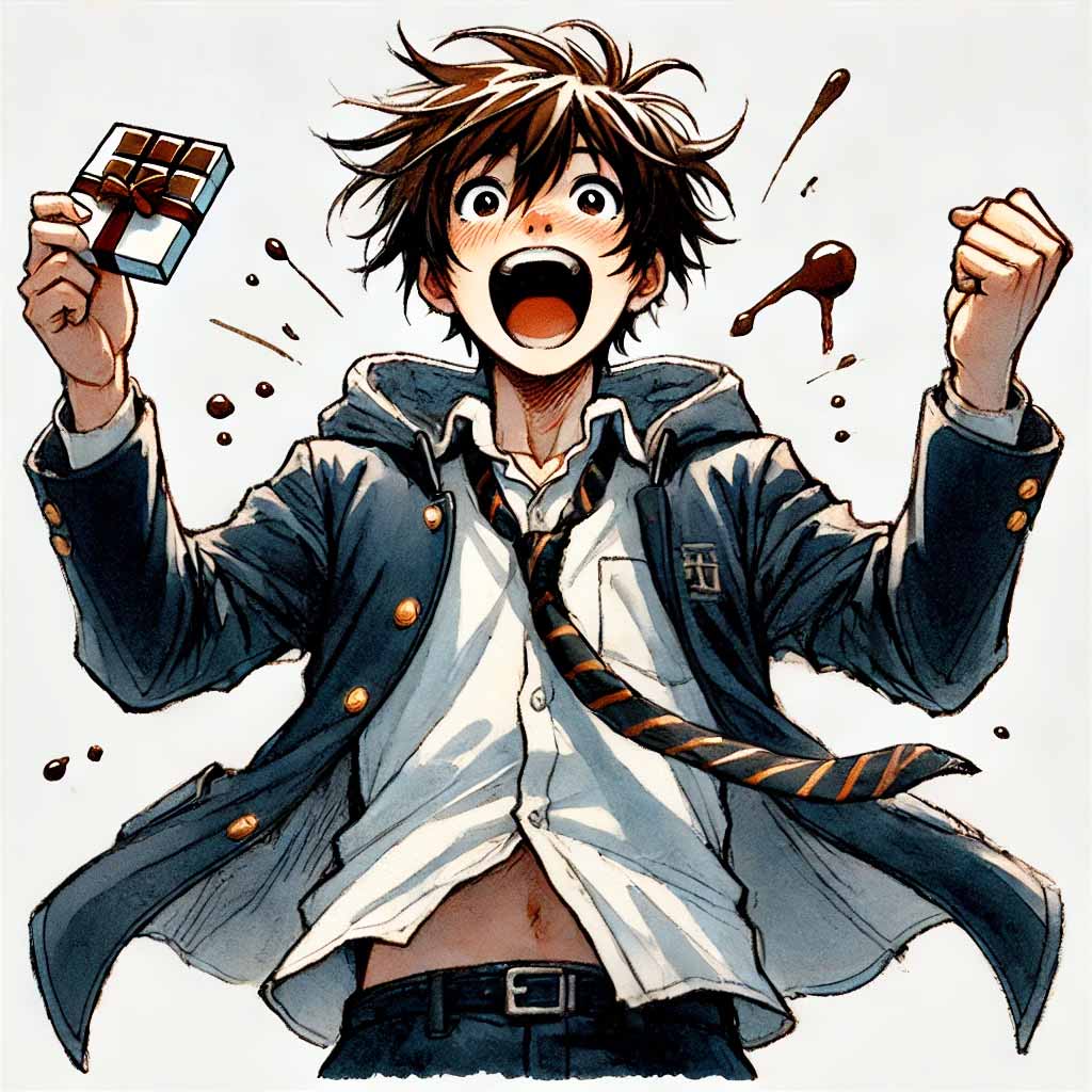 チョコをもらって舞い上がっている男子
