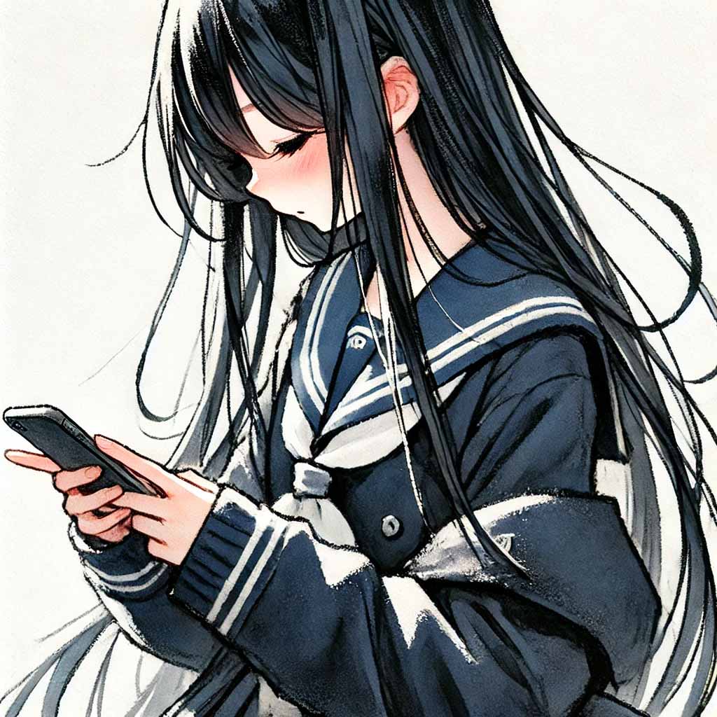 LINEで告白しようとしている女子