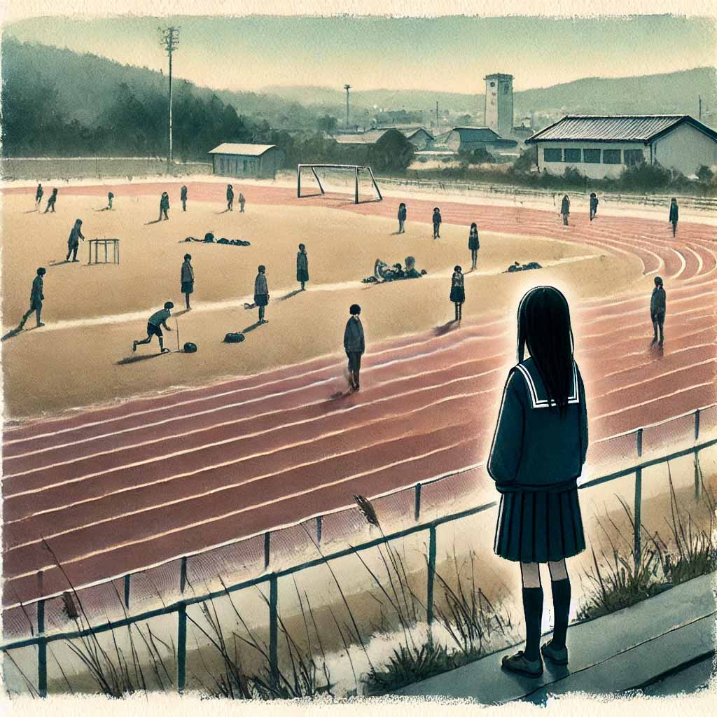 一人校庭にいる女子