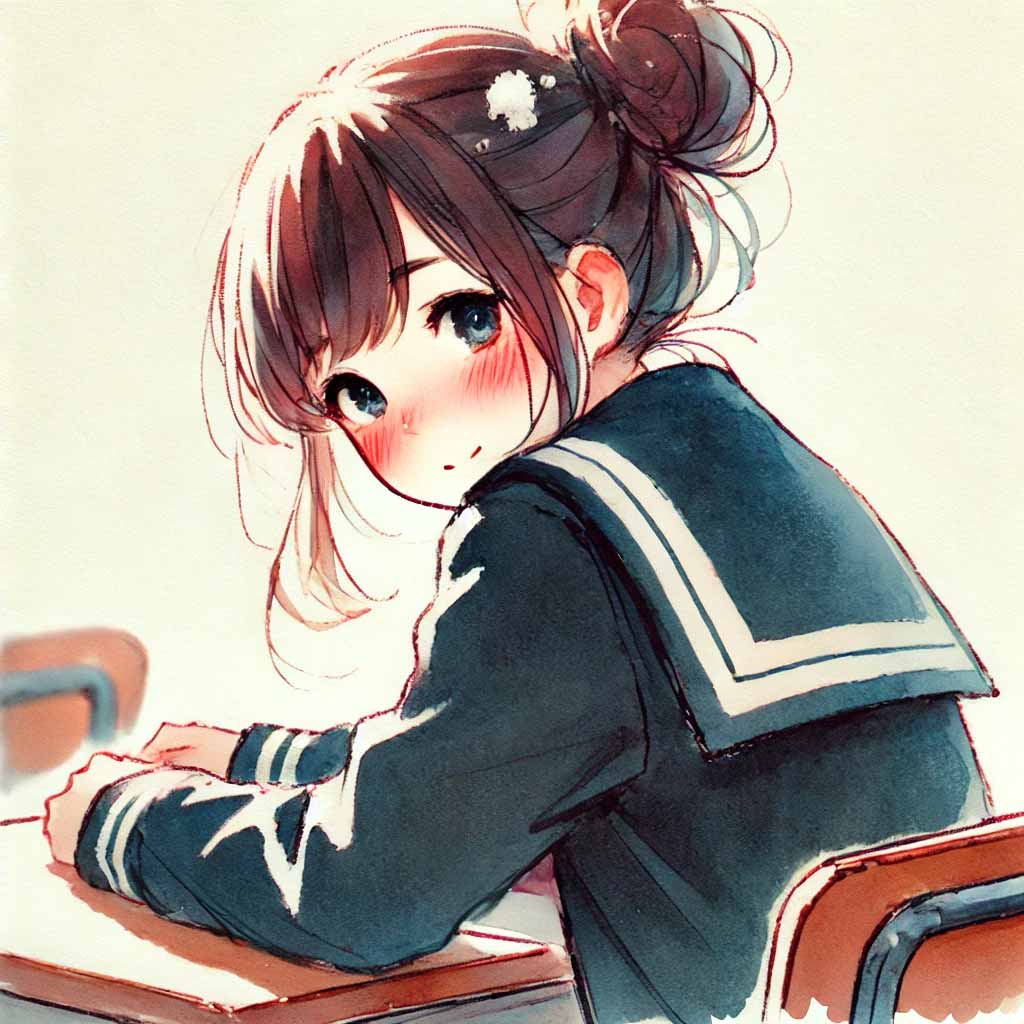 目があってドギマギする中学生女子