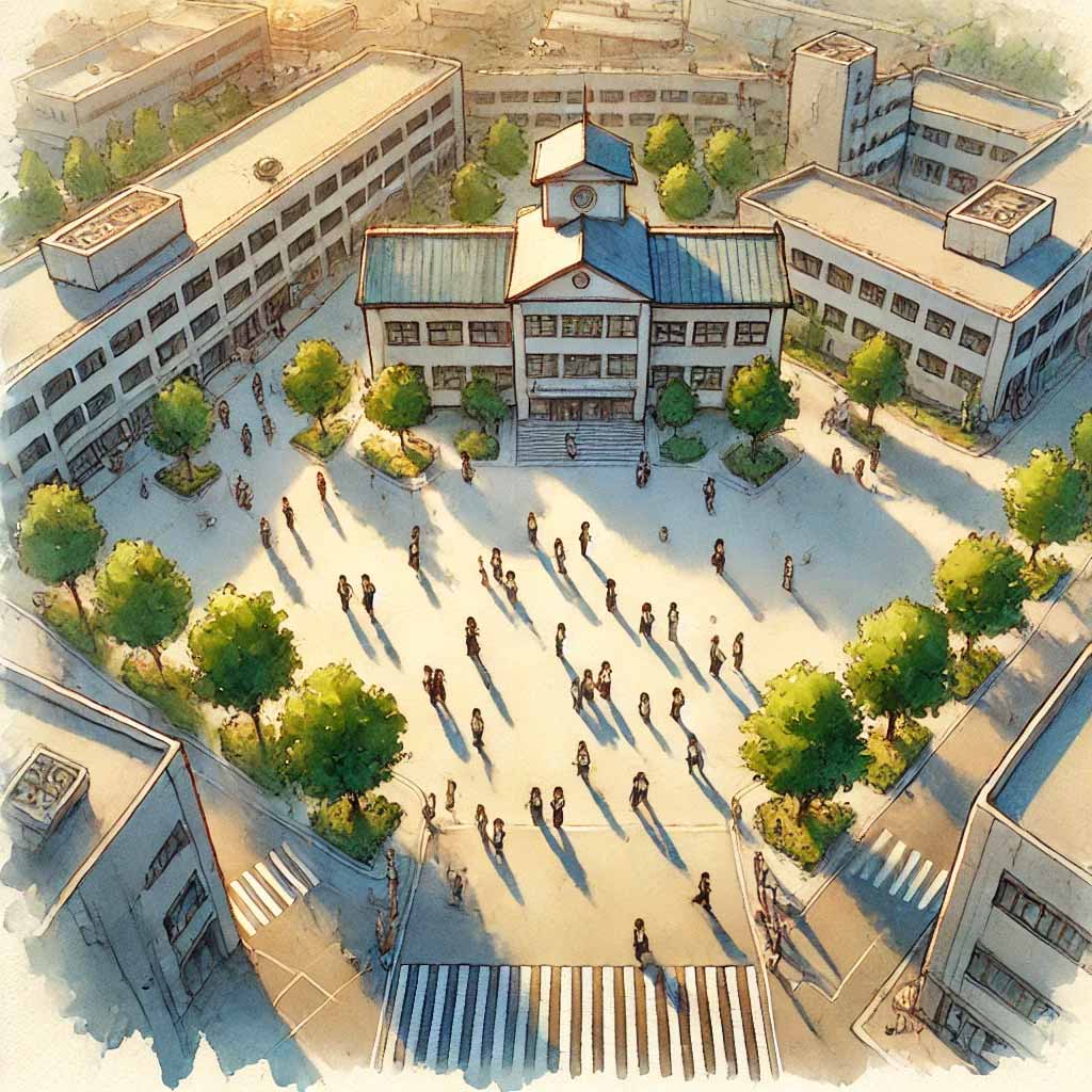 下校している中学生たち