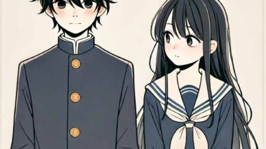 女子の前で照れてる男子