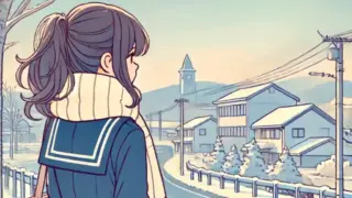 英単語を覚えながら登校している中学生女子