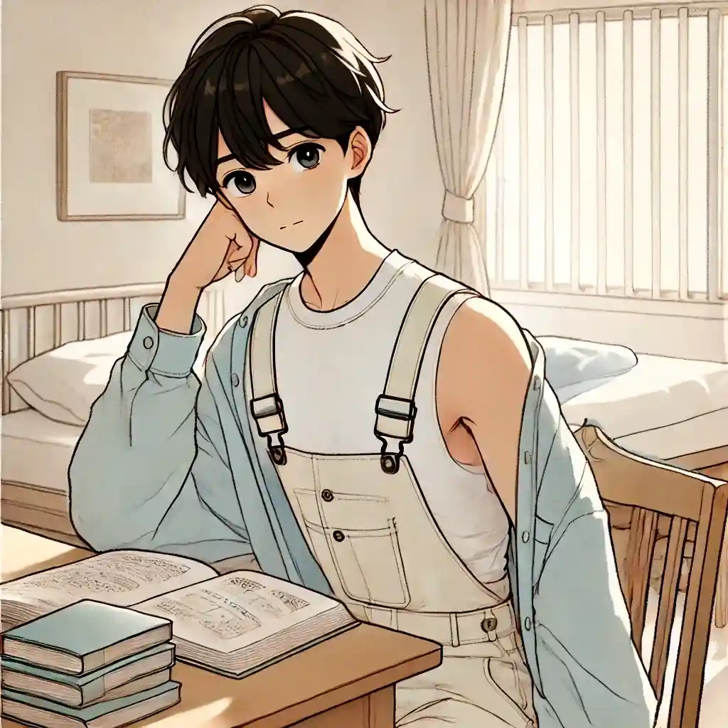 勉強中の中学生男子