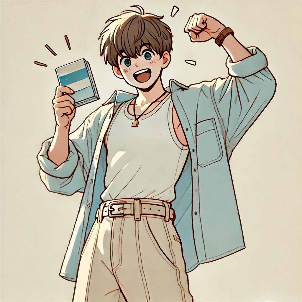 ガッツポーズの中学生男子