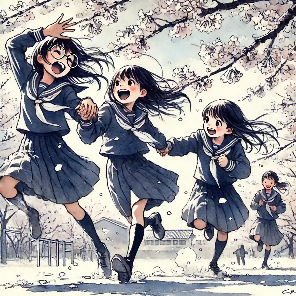 友達とふざけている女子