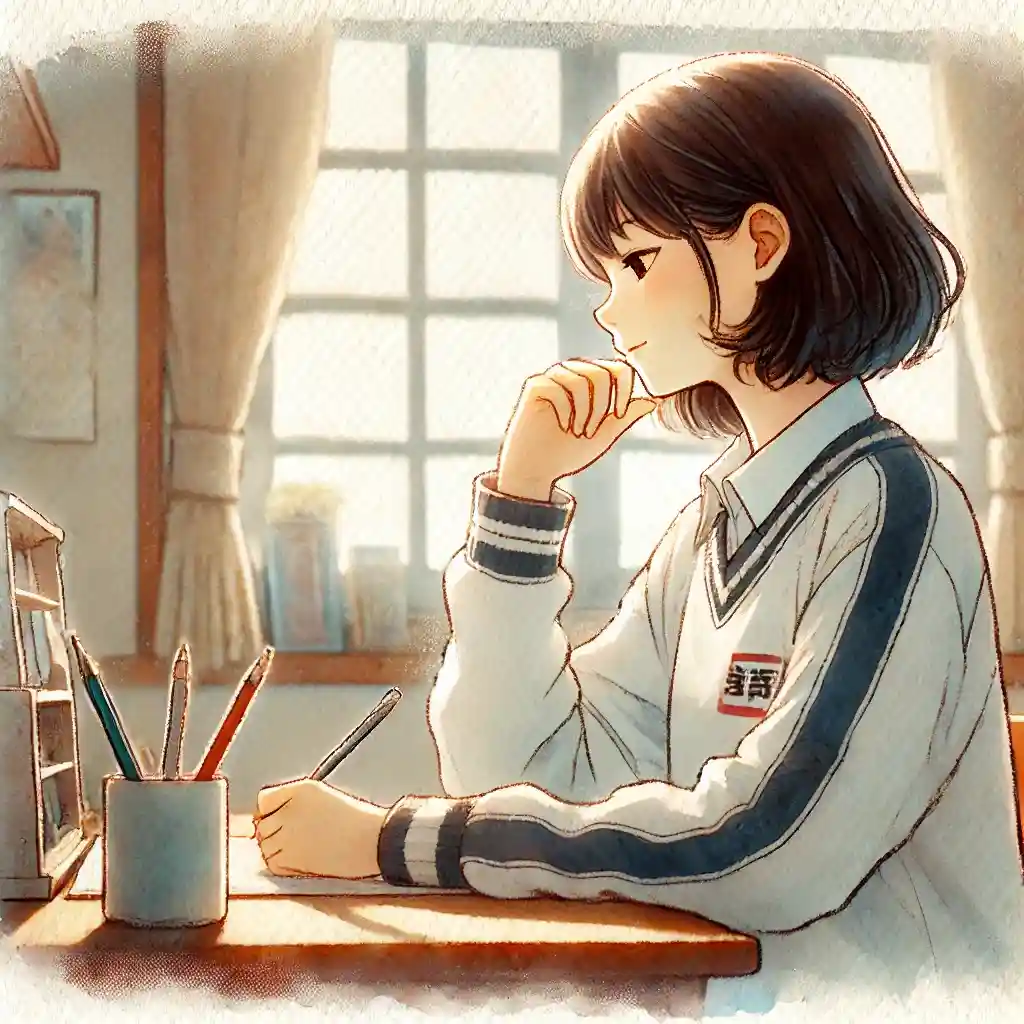 メッセージを考えている女子