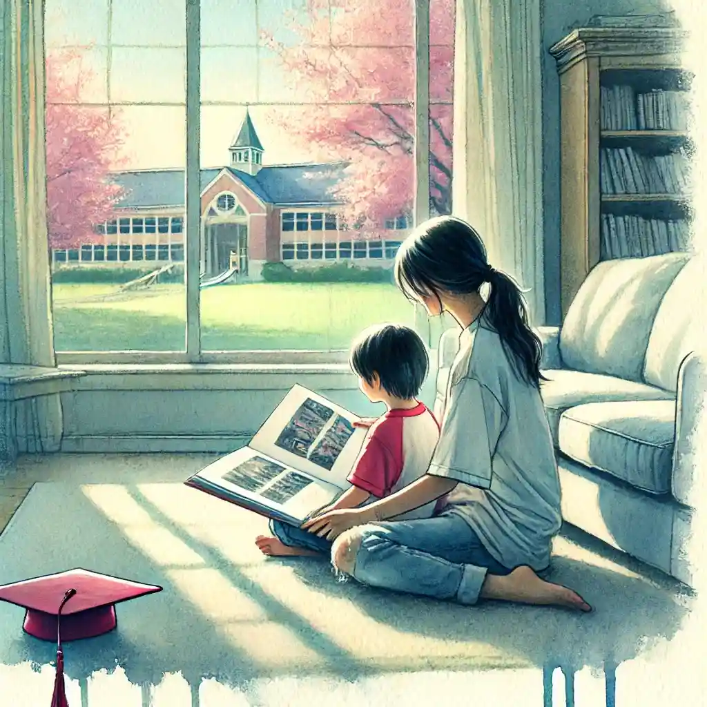 数年後　子供と一緒にアルバムを見ている