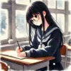 メッセージを書く中学生女子