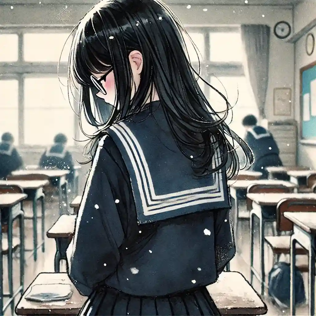 照れている中学生女子