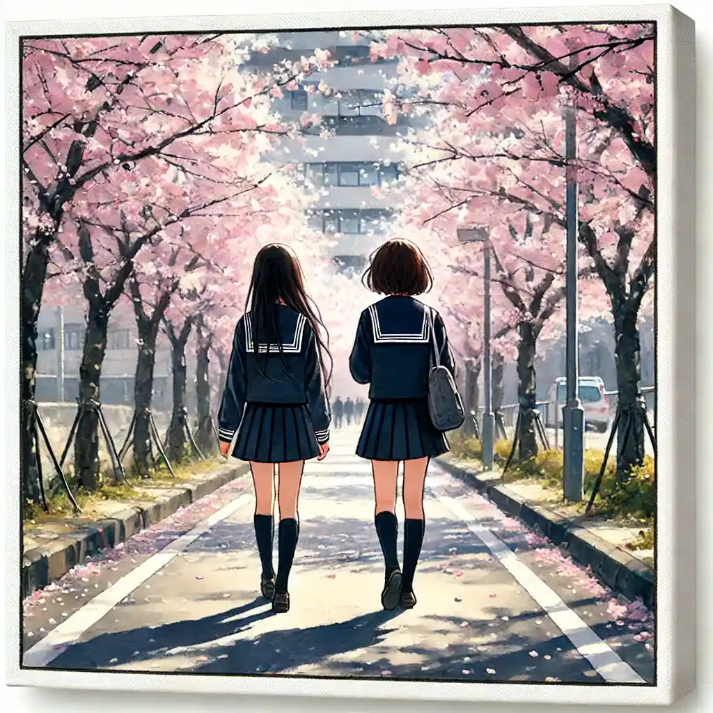 友達と帰宅週の中学生女子