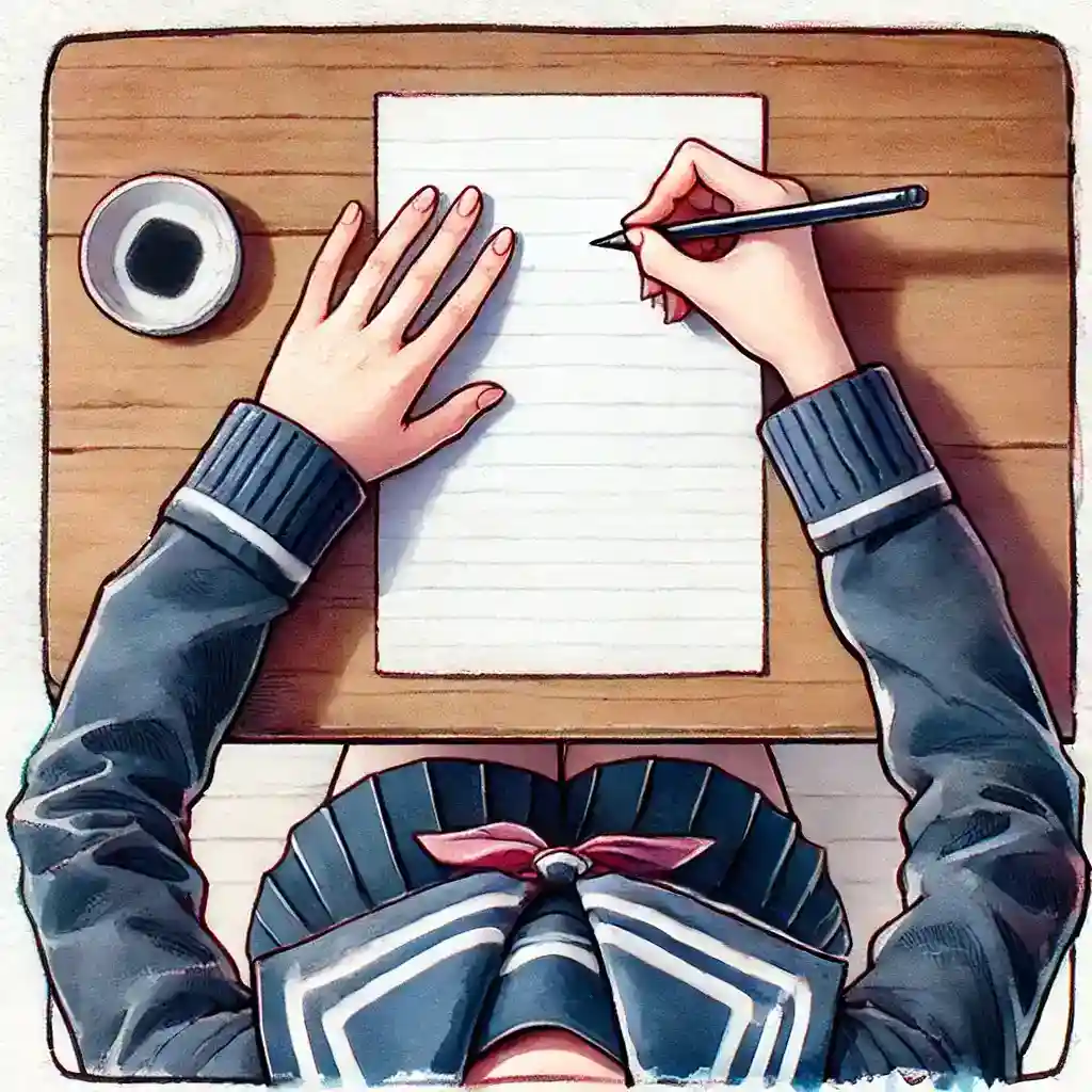 書き出している中学生女子