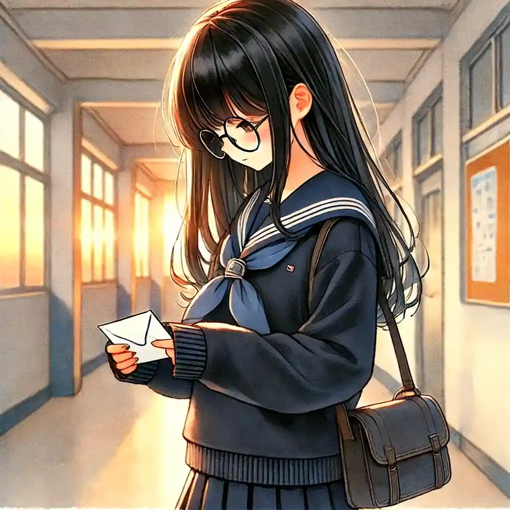 手紙を用意している中学生女子