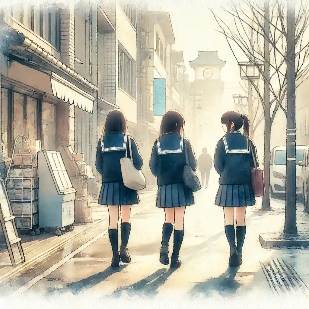 仲良し三人組の中学生女子