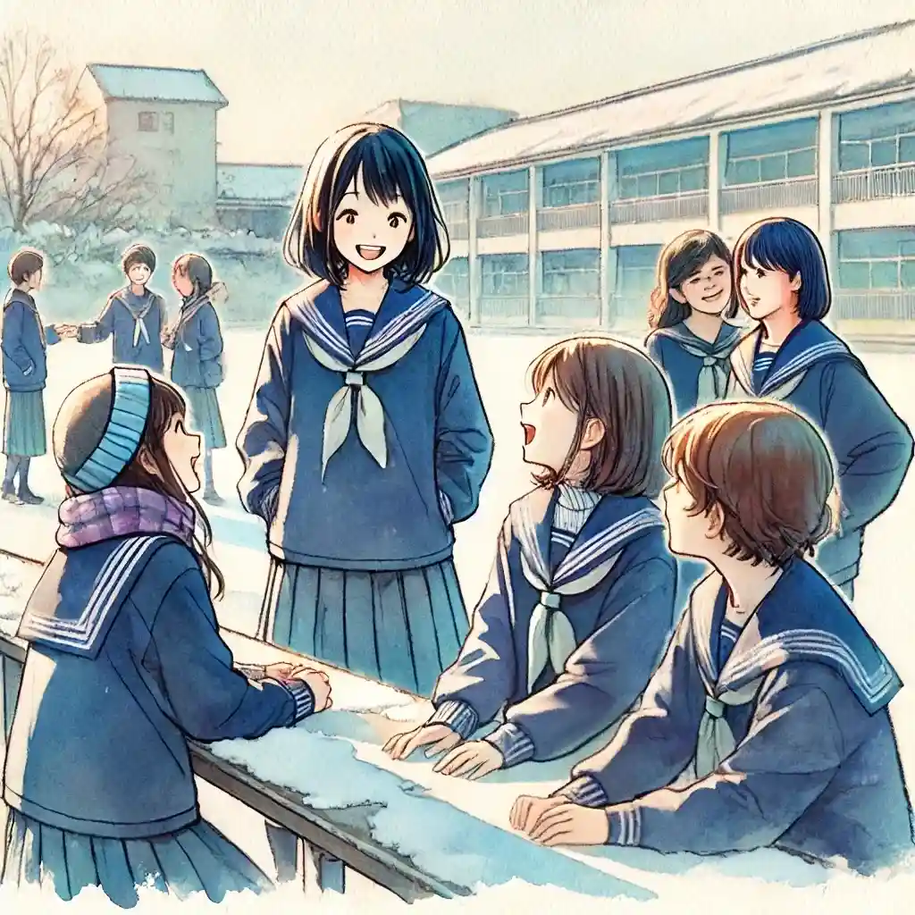 笑顔でコミュニケーションしている中学生女子