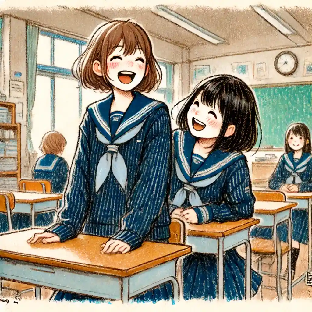 楽しく話している中学生女子
