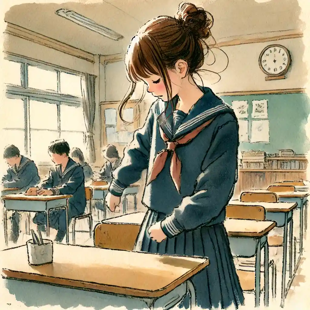 話しかけようともじもじしている中学生女子