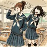 友達と楽しそうに話す中学生女子
