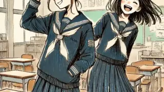 友達と楽しそうに話す中学生女子