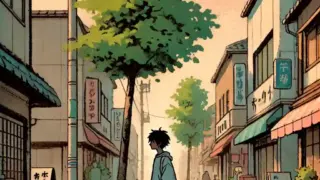 町中を一人歩いている中学生男子