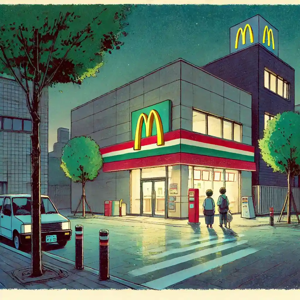 友達とマックに行く中学生男子