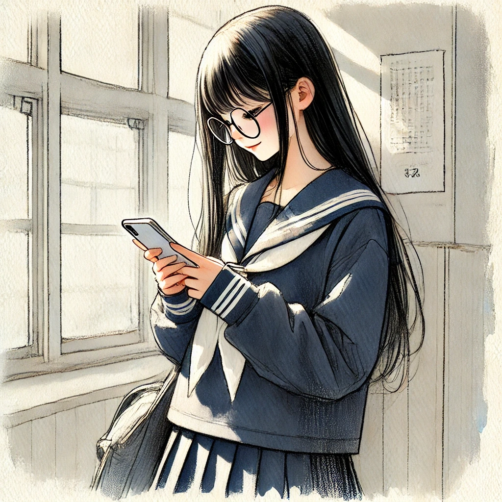 SNSをしている中学生女子