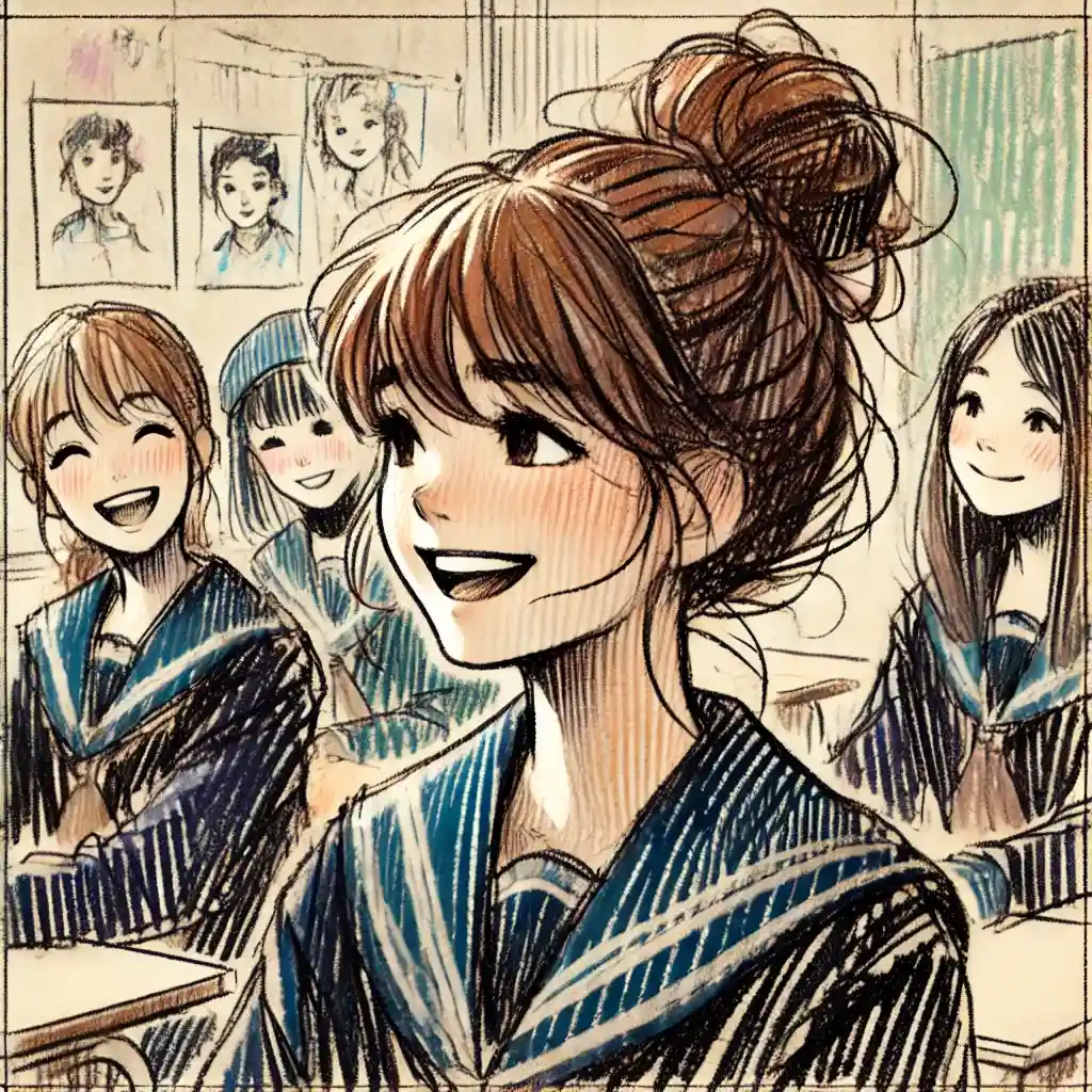 クラスメートと笑って話せている中学生女子