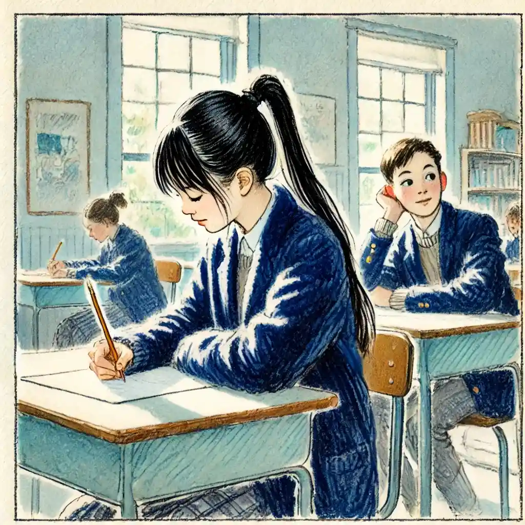 スピーチ考えてる女子