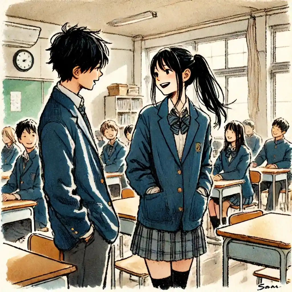 声をかけられた話している中学生女子