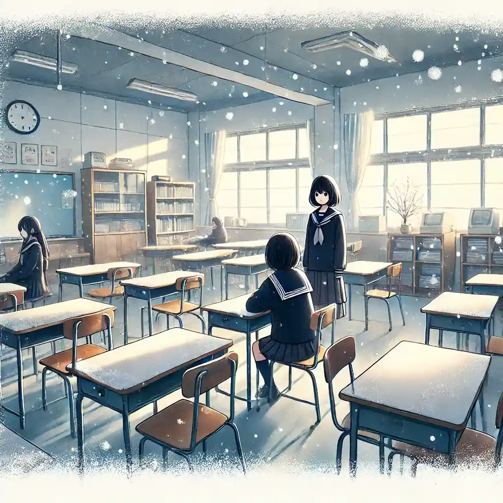 新しいクラスメートに話しかけている中学生女子