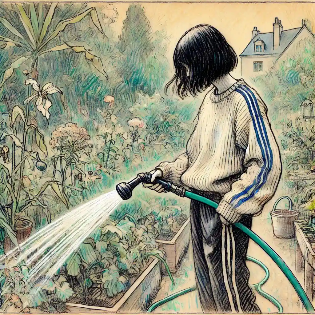 家の庭で水かき