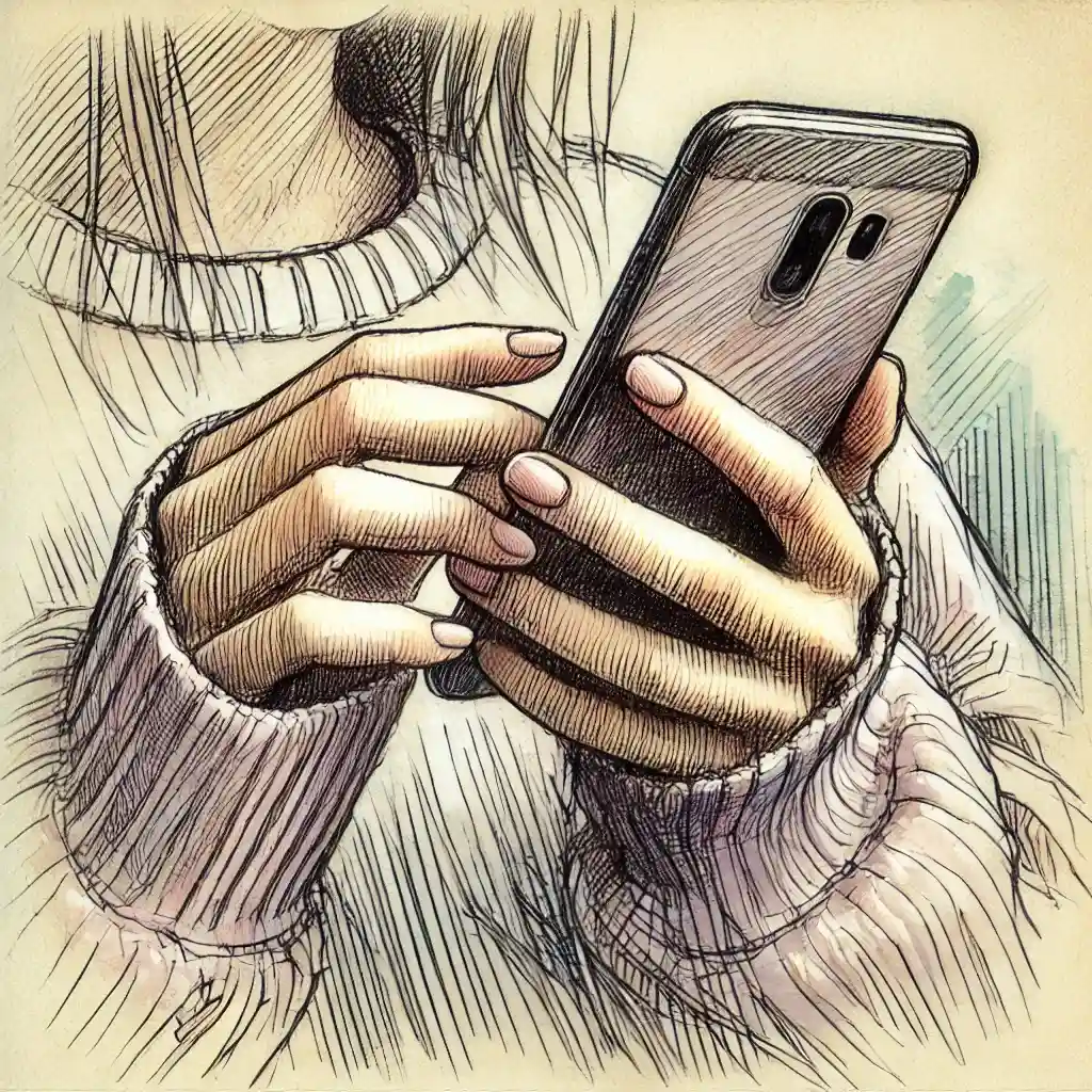 スマホをいじっている中学生女子