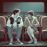 映画館の中の男子女子