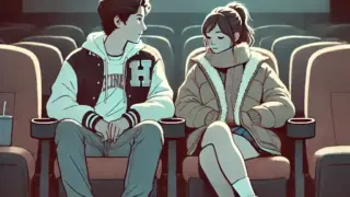 映画館の中の男子女子