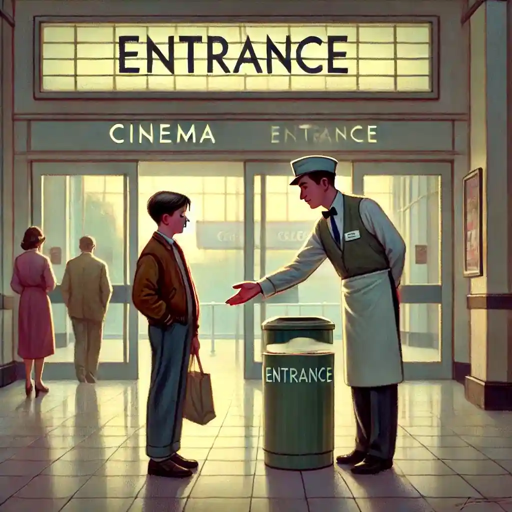 持ち込みを係員に止められる中学生男子