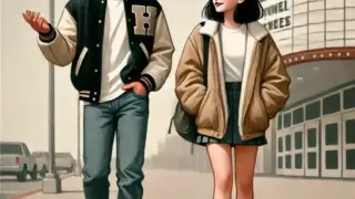 映画に向かう男女