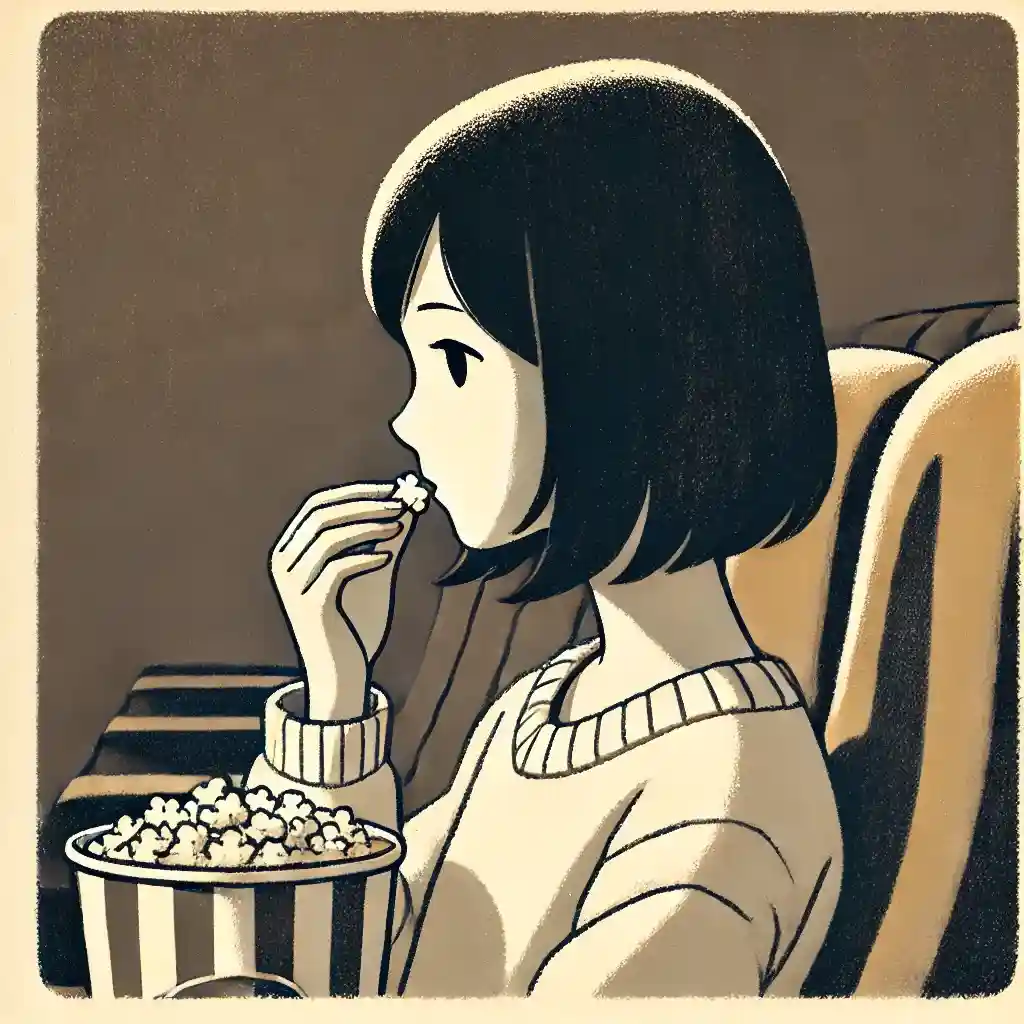 ポップコーン食べる女子