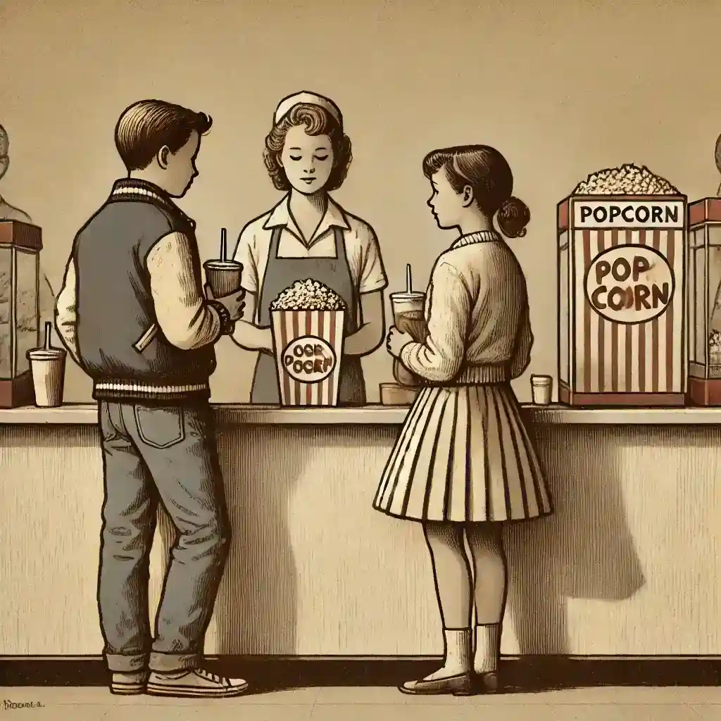 ポップコーンを買う男女