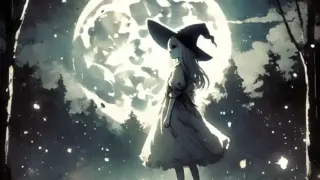 満月の暗い森　若い魔女