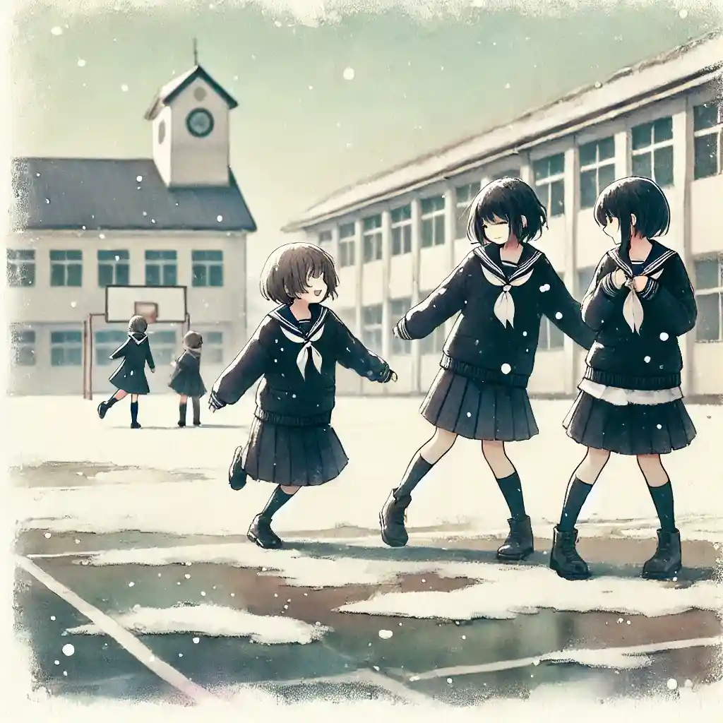 友達と一緒にいる中学生女子