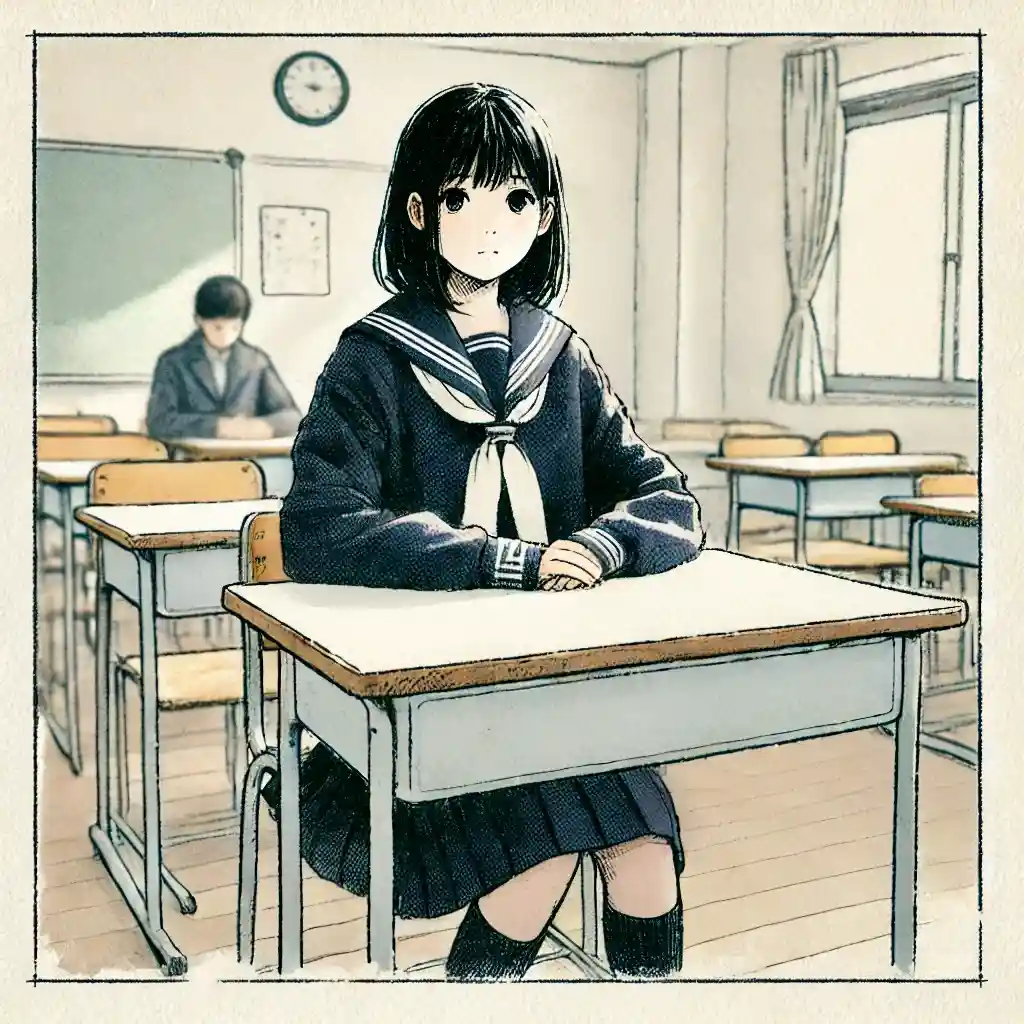教室に一人でいる中学生女子