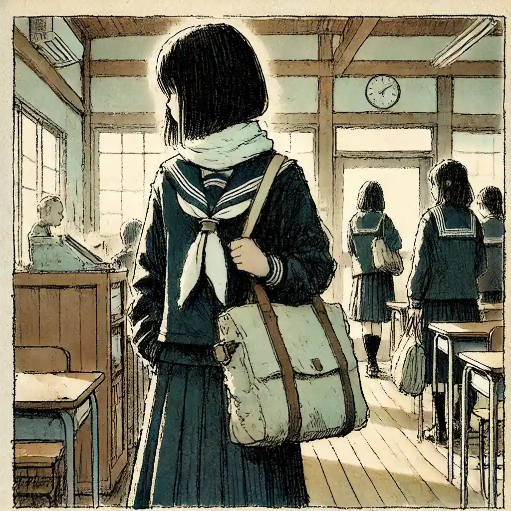 教室に入ってきた中学生女子