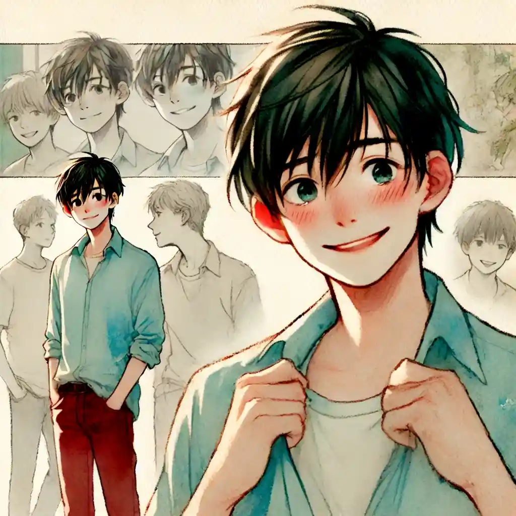 なんとか明るく振る舞う中学生男子