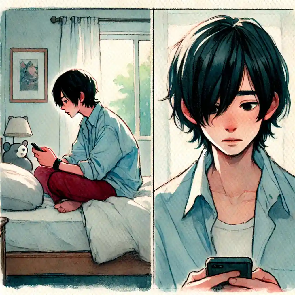 LINEしてる中学生男子