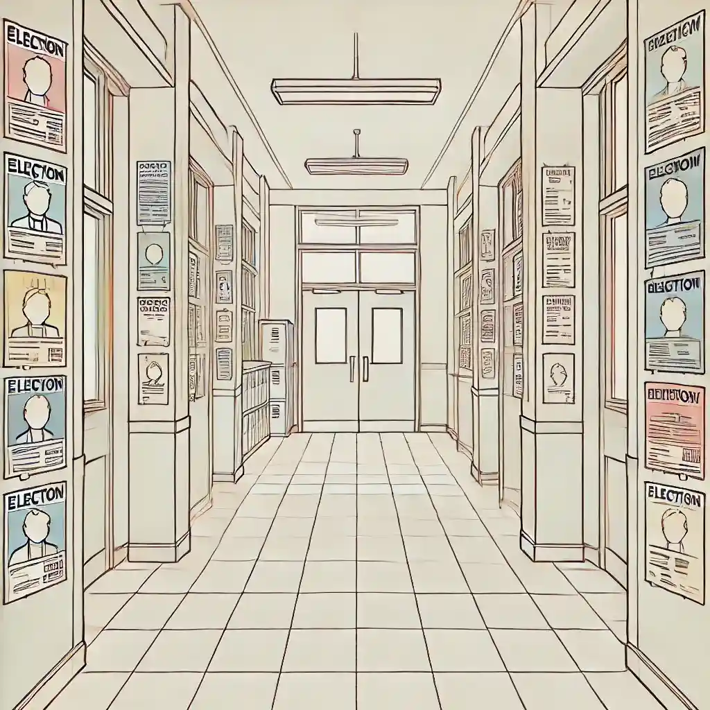 ポスターが貼られた廊下