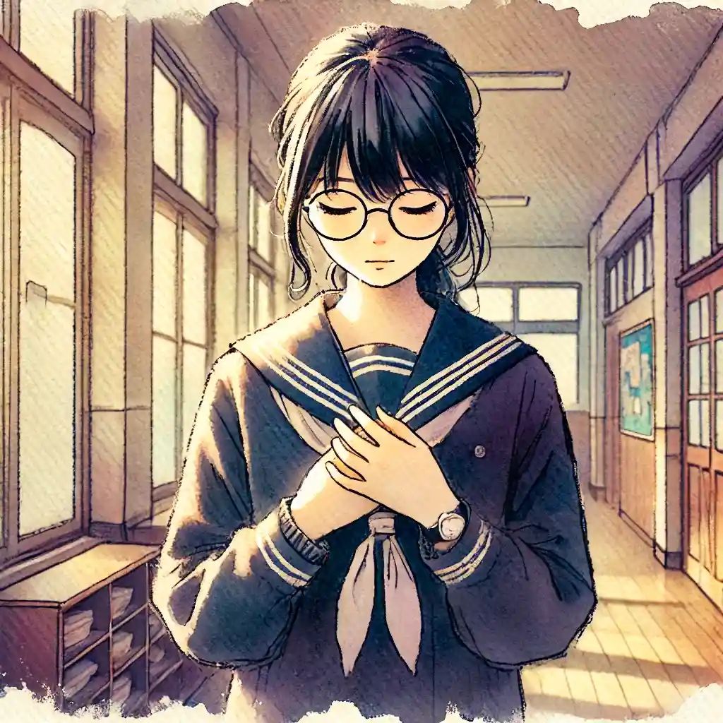 人との対応の仕方を考えている中学生女子