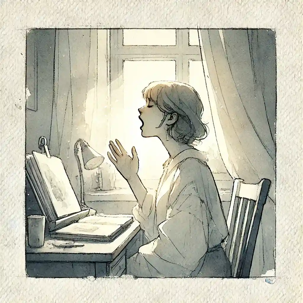 おまじないを唱えている中学生女子