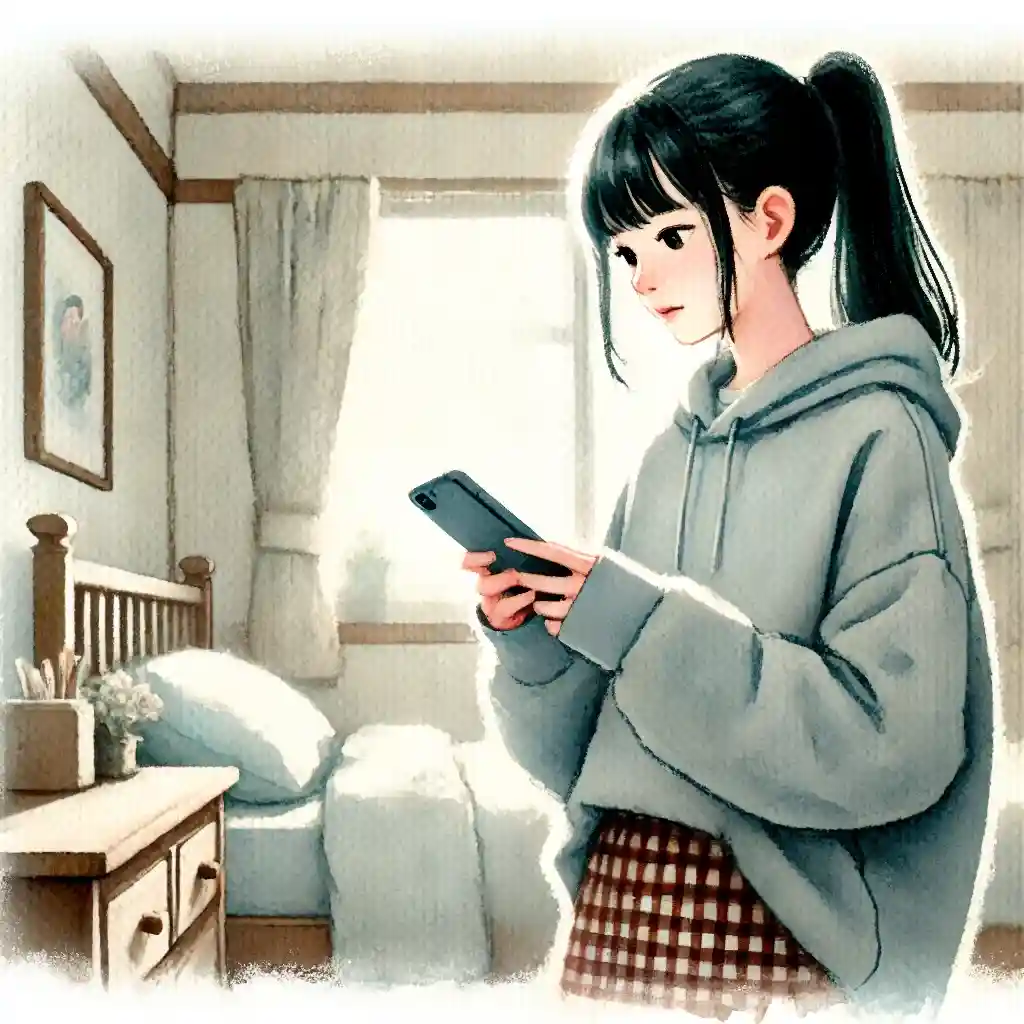 SNSチェック中 中学生女子