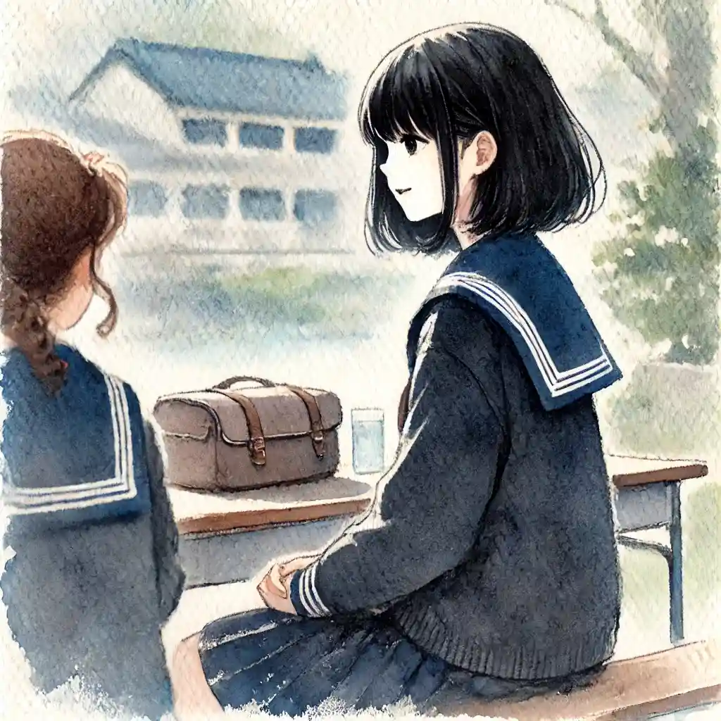 勇気を持って隣の女子に話しかける中学生女子