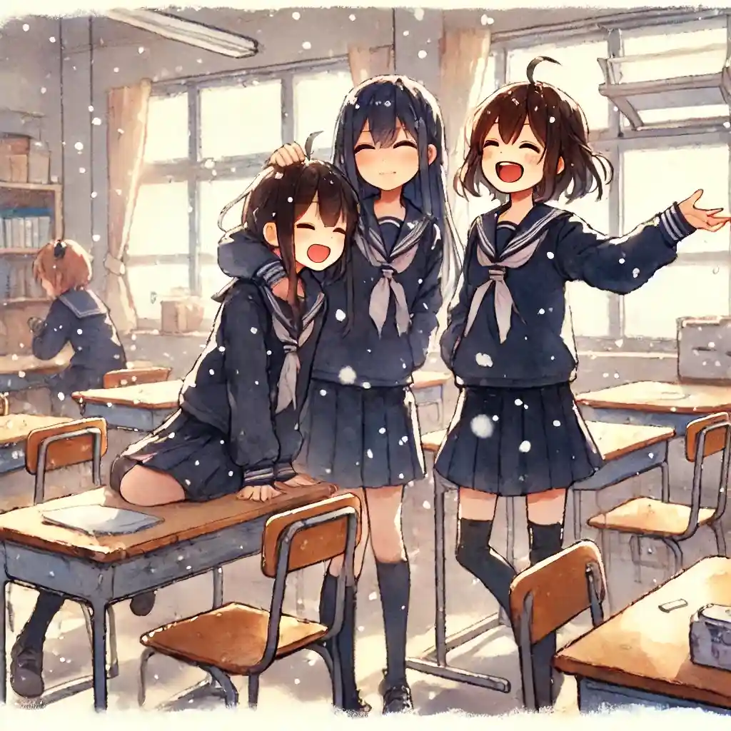 本音を聞かれて笑っている中学生女子